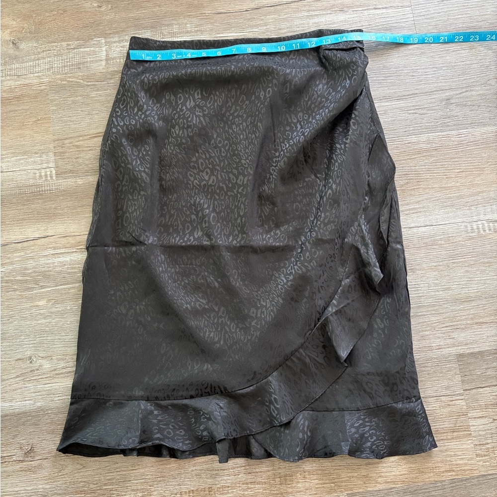 Women's black Satin Ruffle Skirt